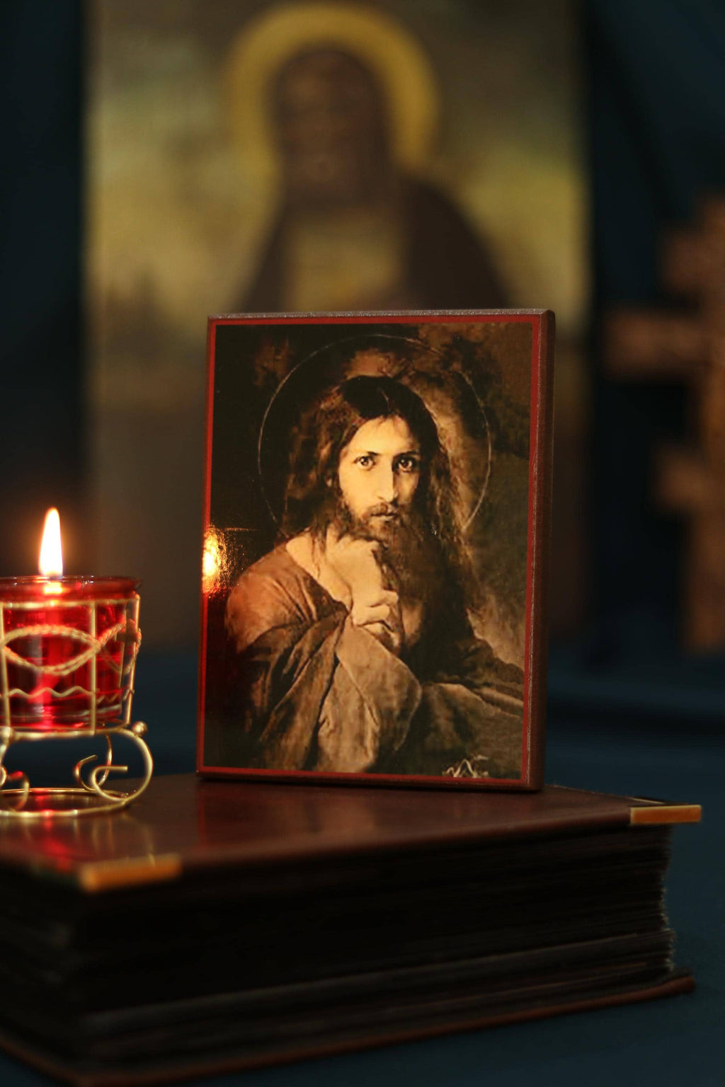 Wooden Icon Orthodox Icon Jesus Christ Savior, Traditional Christian Prayer