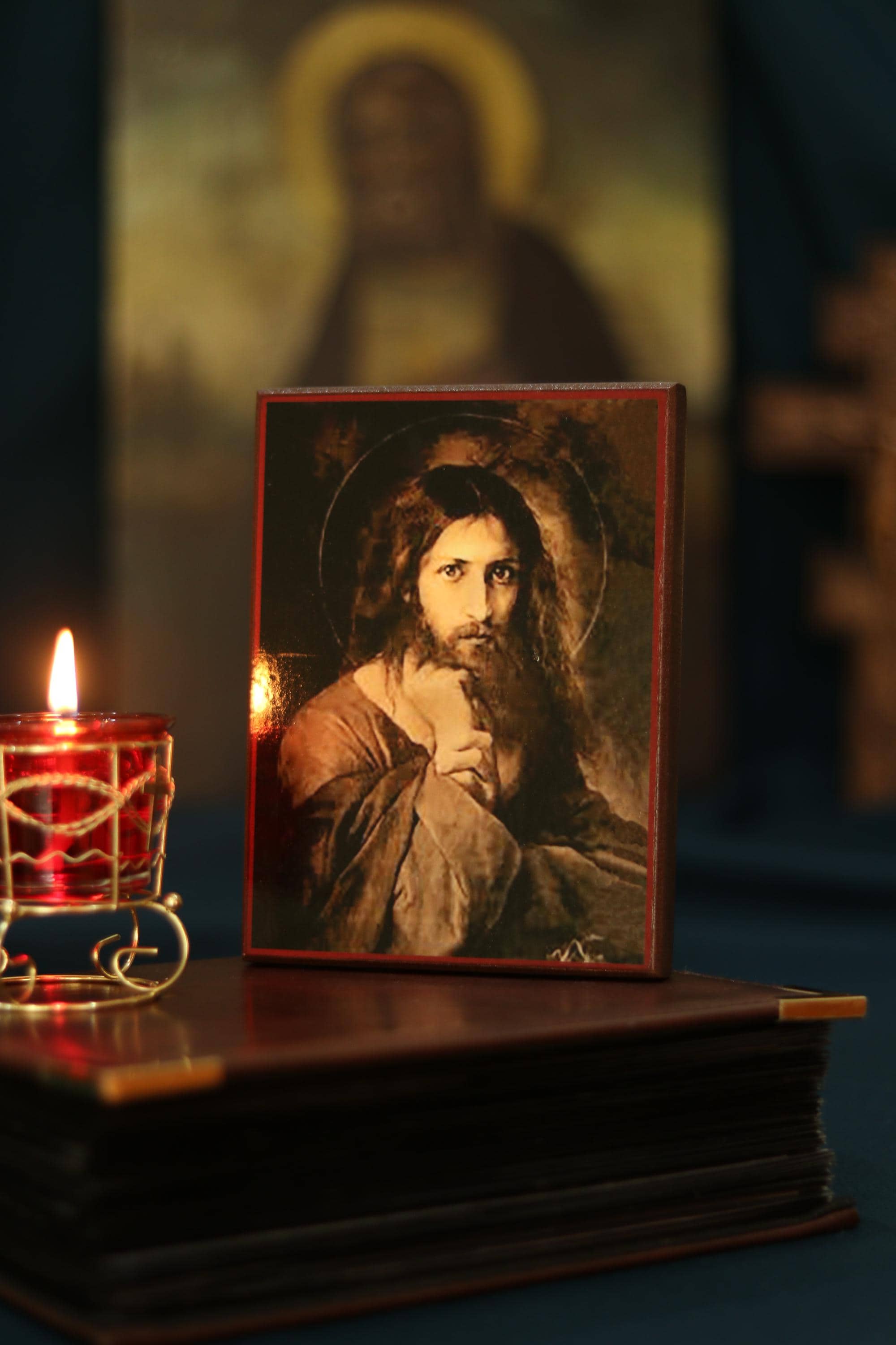 Wooden Icon Orthodox Icon Jesus Christ Savior, Traditional Christian Prayer