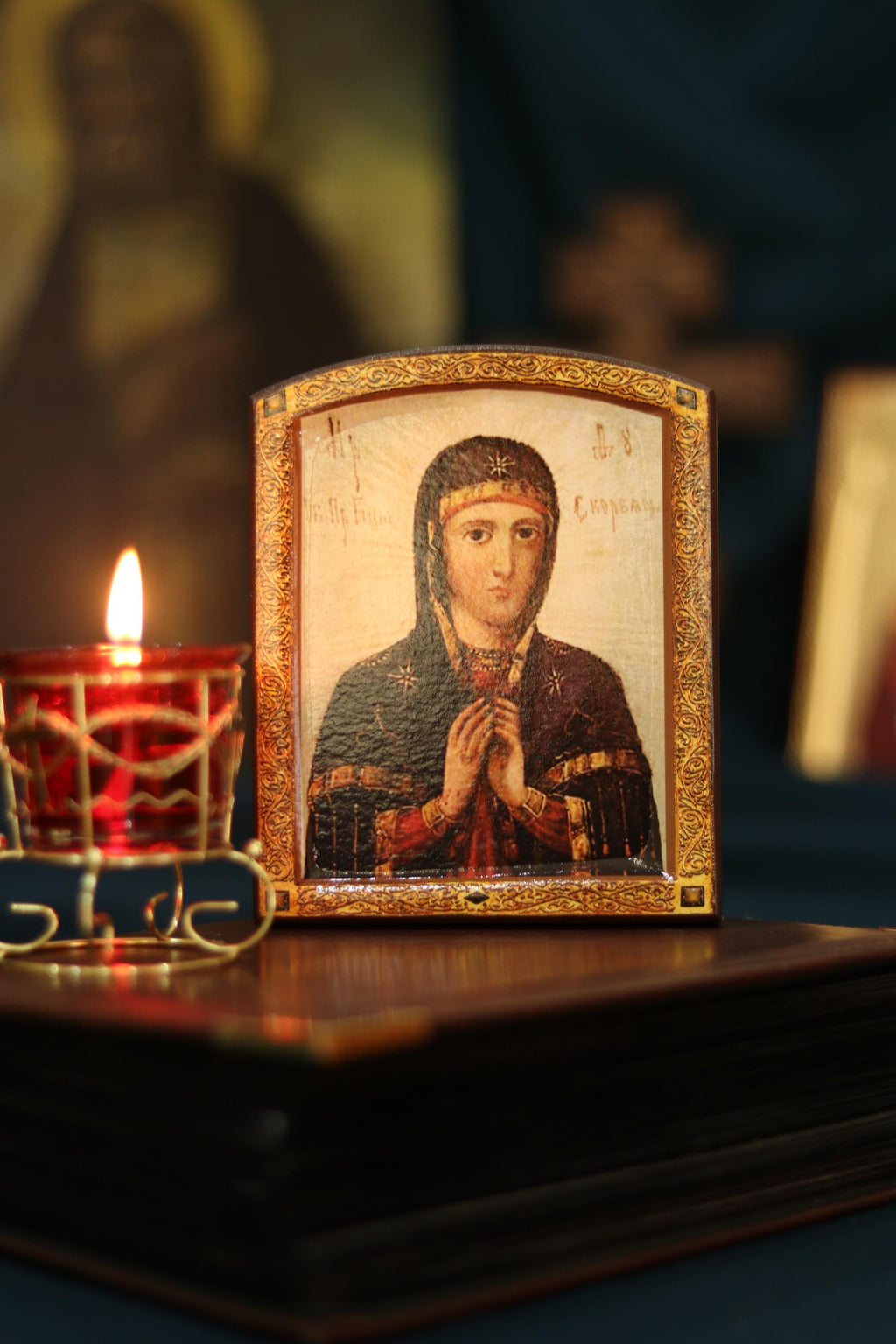 Wooden Orthodox Icon 6.3x4.7 in Our Lady of Sorrows, Virgin Mary, Mother of God