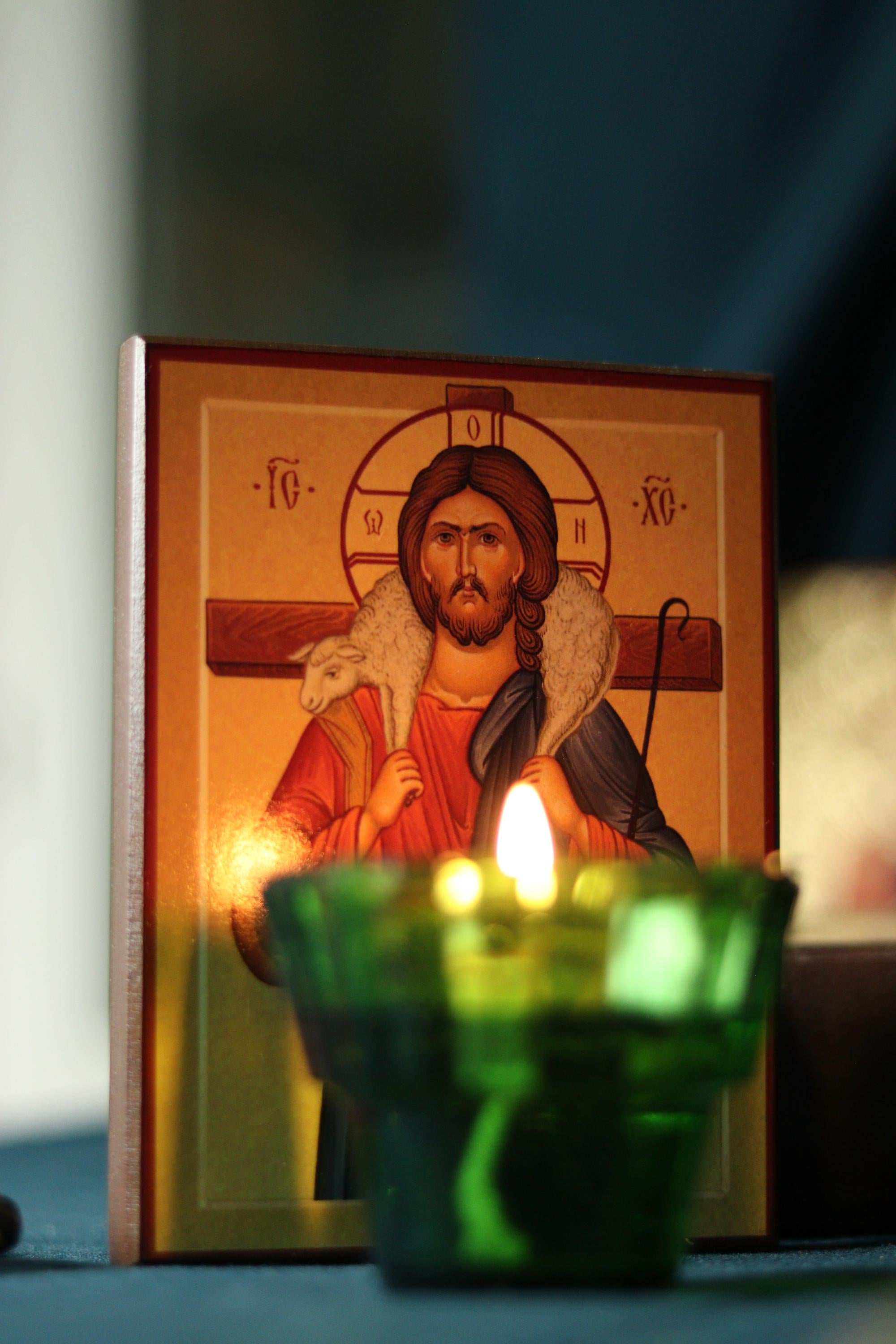 Wooden Icon , Good Shepherd Icon, Jesus Christ Icon, Orthodox Icon