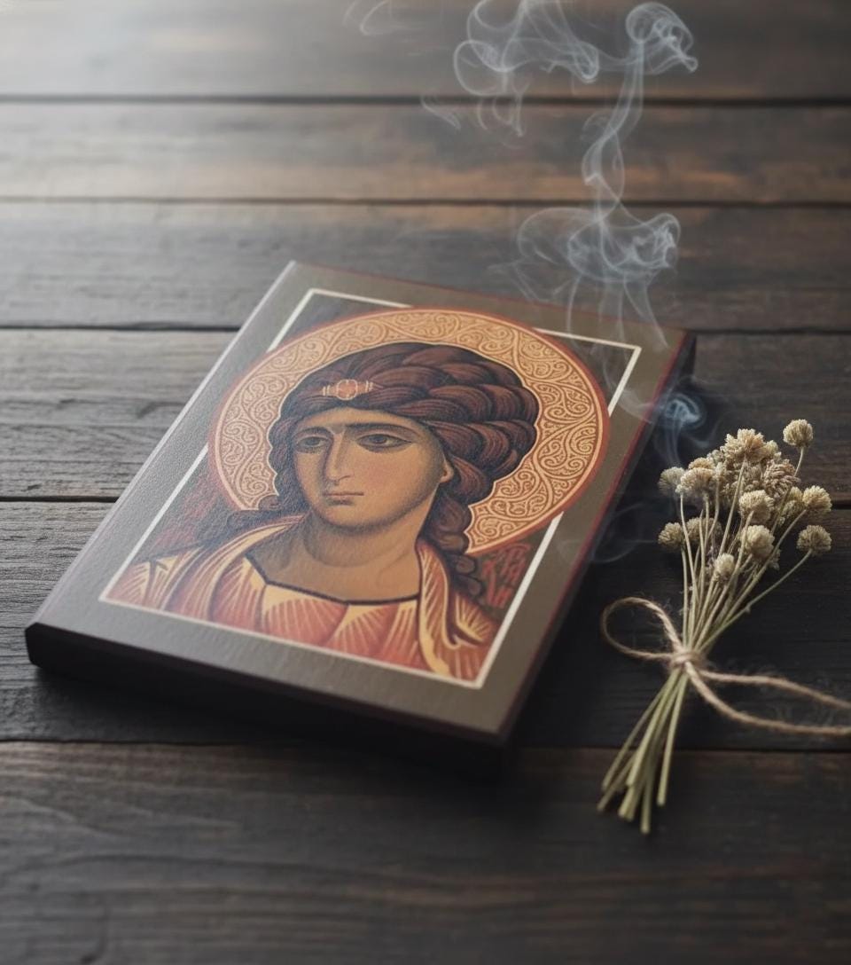 Wooden Icon 6.3×4.7 inch, Archangel Gabriel Icon, Orthodox Icon