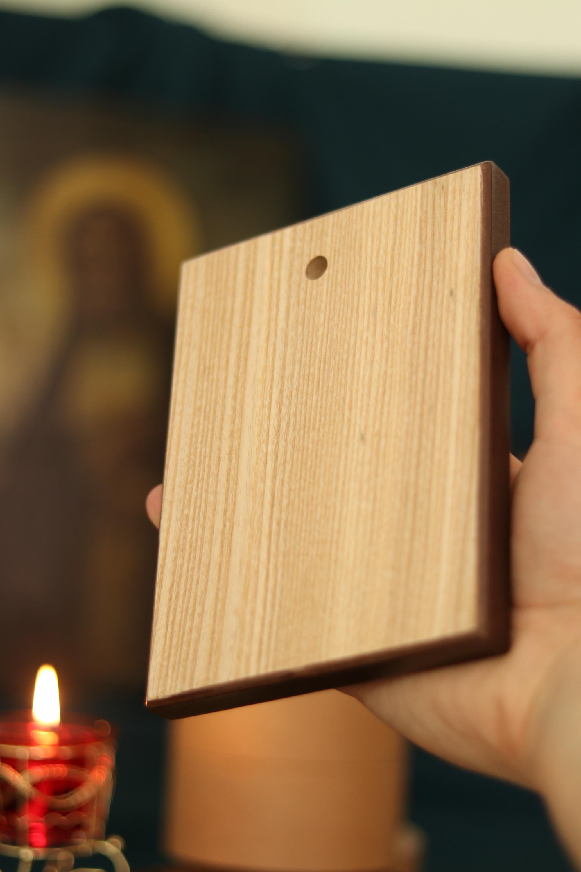 Wooden Orthodox Icon, Saint Seraphim Icon, Ash Veneer 6.3x3.9 in