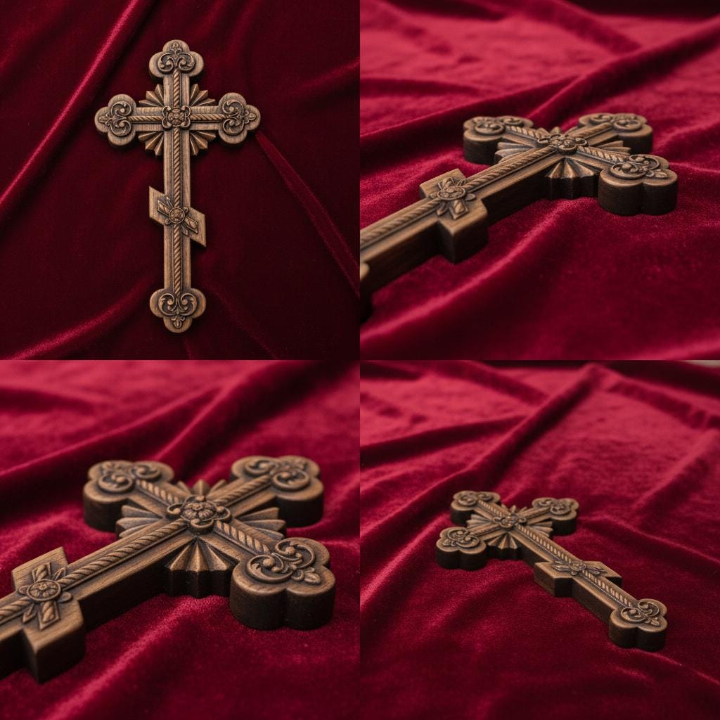 Orthodox Wooden Crucifix, Handcrafted Beech Wood Cross
