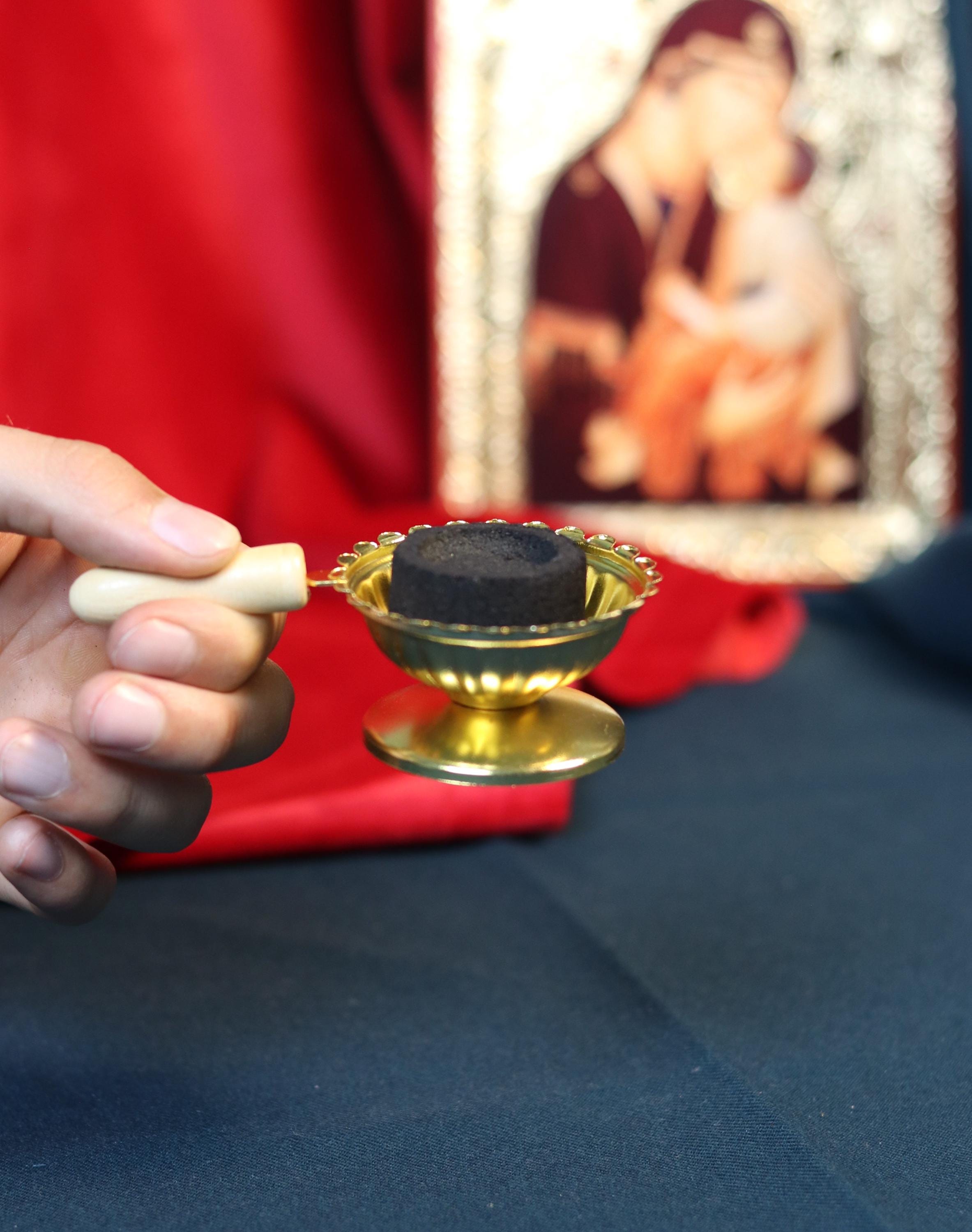 Orthodox Prayer Set – Metal Censer, 60g Monastery Incense, Charcoal Tablets, Incense holder, Incense burner, Incense sticks, Orthodox prayer