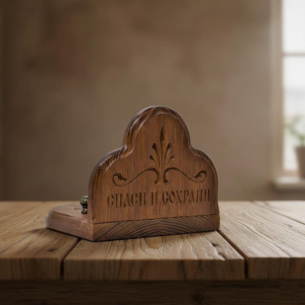 Wooden Icon Stand Ash Wood 6.7x5.9in, Orthodox Icon Holder, Hand Carved Icon Stand