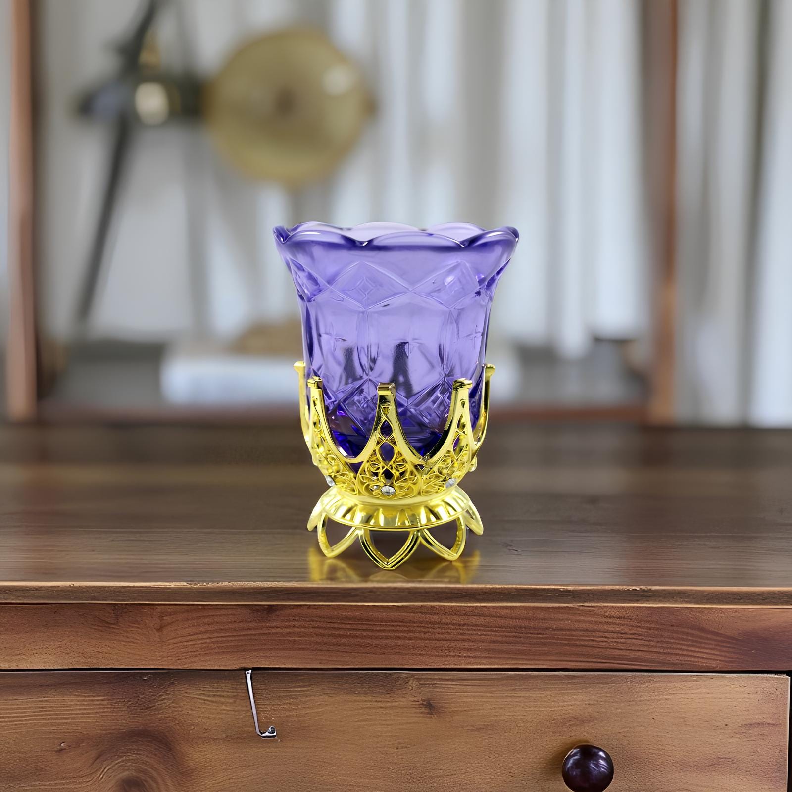 Vintage Brass Icon Lamp 3.93in × 2.95in, Orthodox Oil Candle, Glass Oil Lamp, Eastern Orthodox Prayer Light, Religious Home Decor
