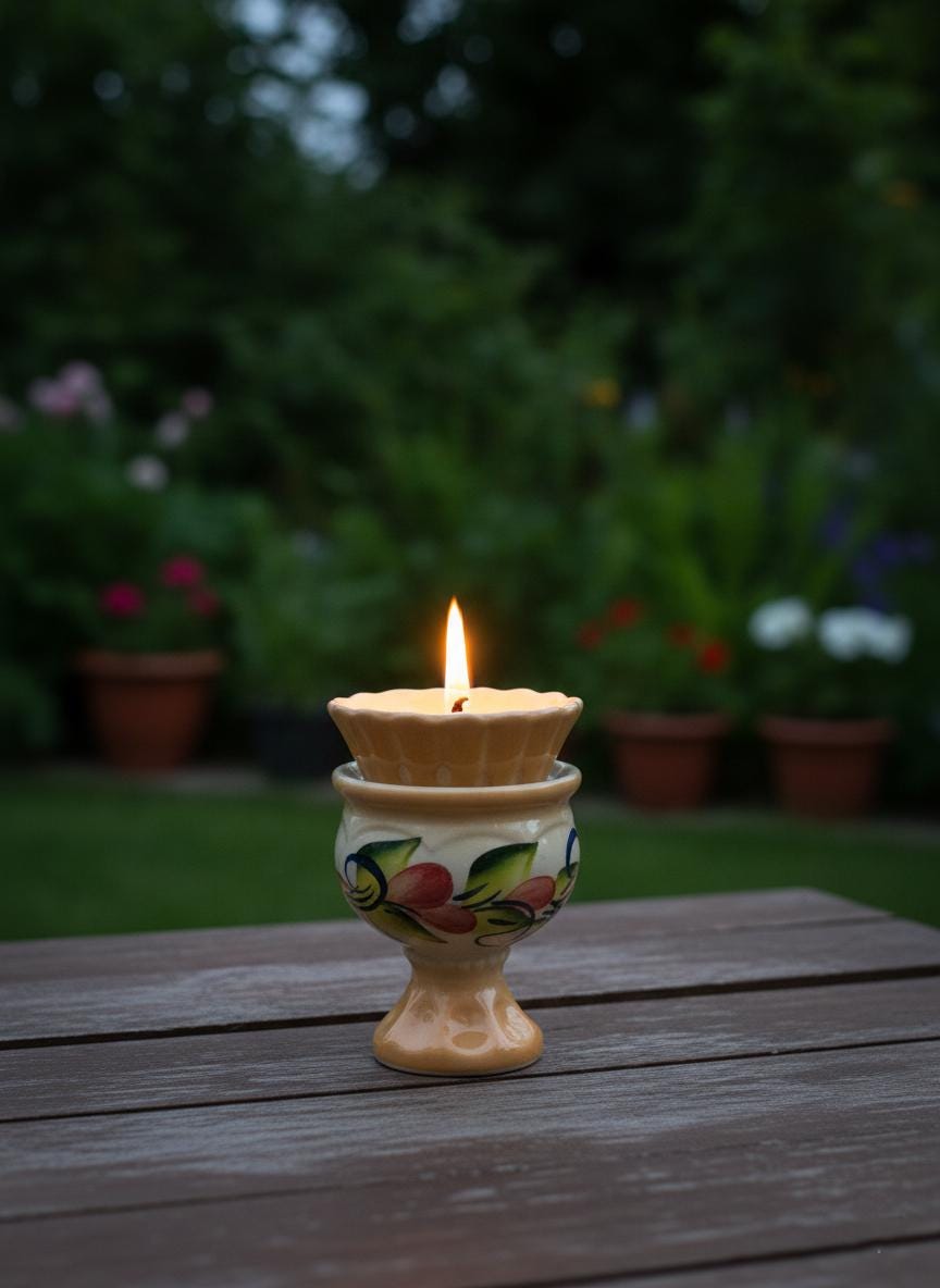 Orange Ceramic Table Oil Lamp 4.3in, Icon Lamp, Vintage Oil Candle, Retro Prayer Lamp, Orthodox Lamp, Religious Gift