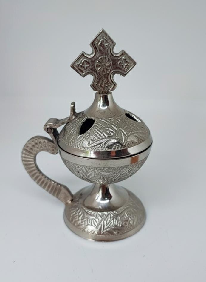 Orthodox prayer set: metal censer, 50 grams of incense, 6 charcoal tablets.
