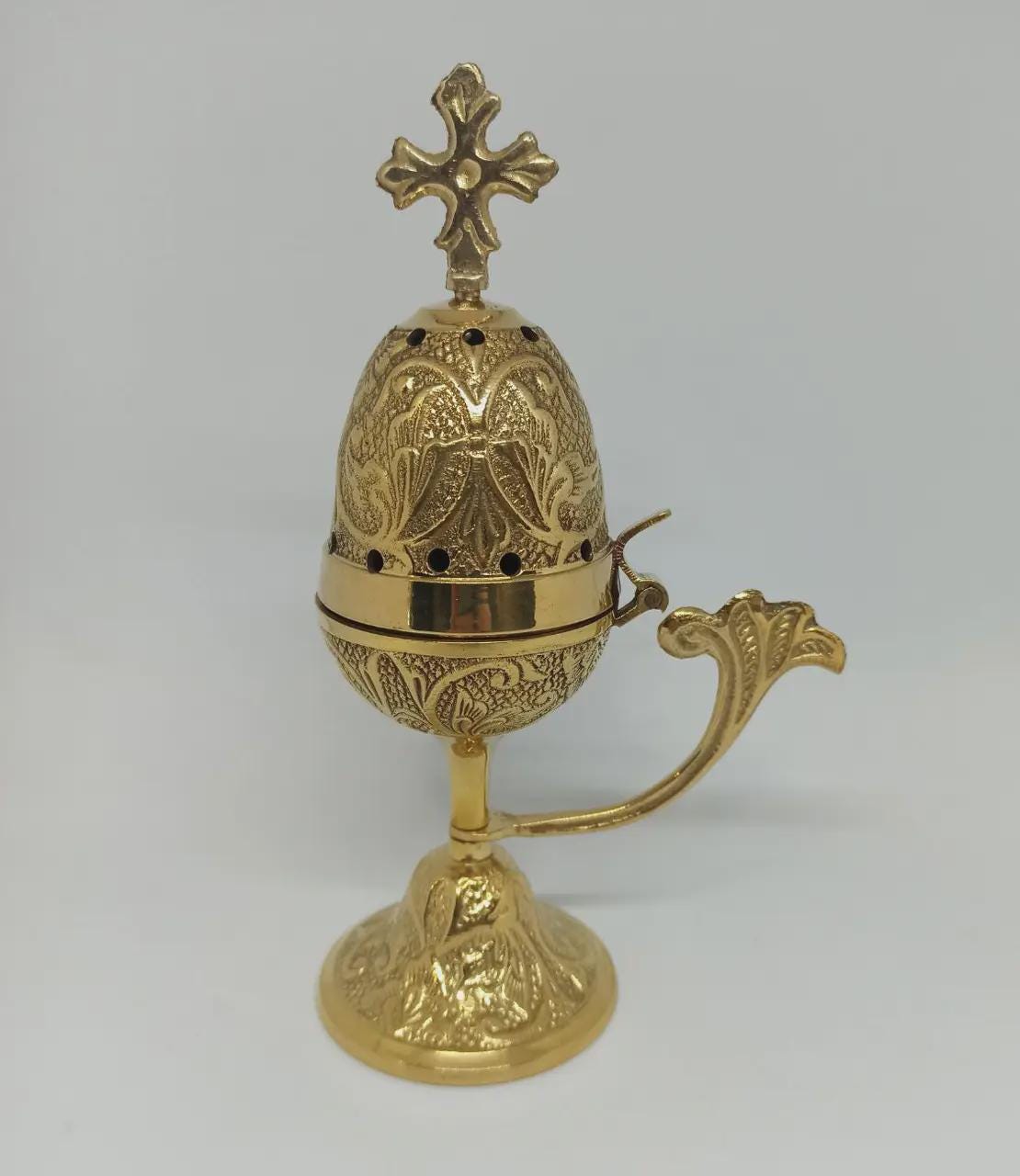 Metal Orthodox Incense Burner 7.5in, Greek Censer, Church Incense Holder, Byzantine Censer, Altar Supply, Prayer Tool