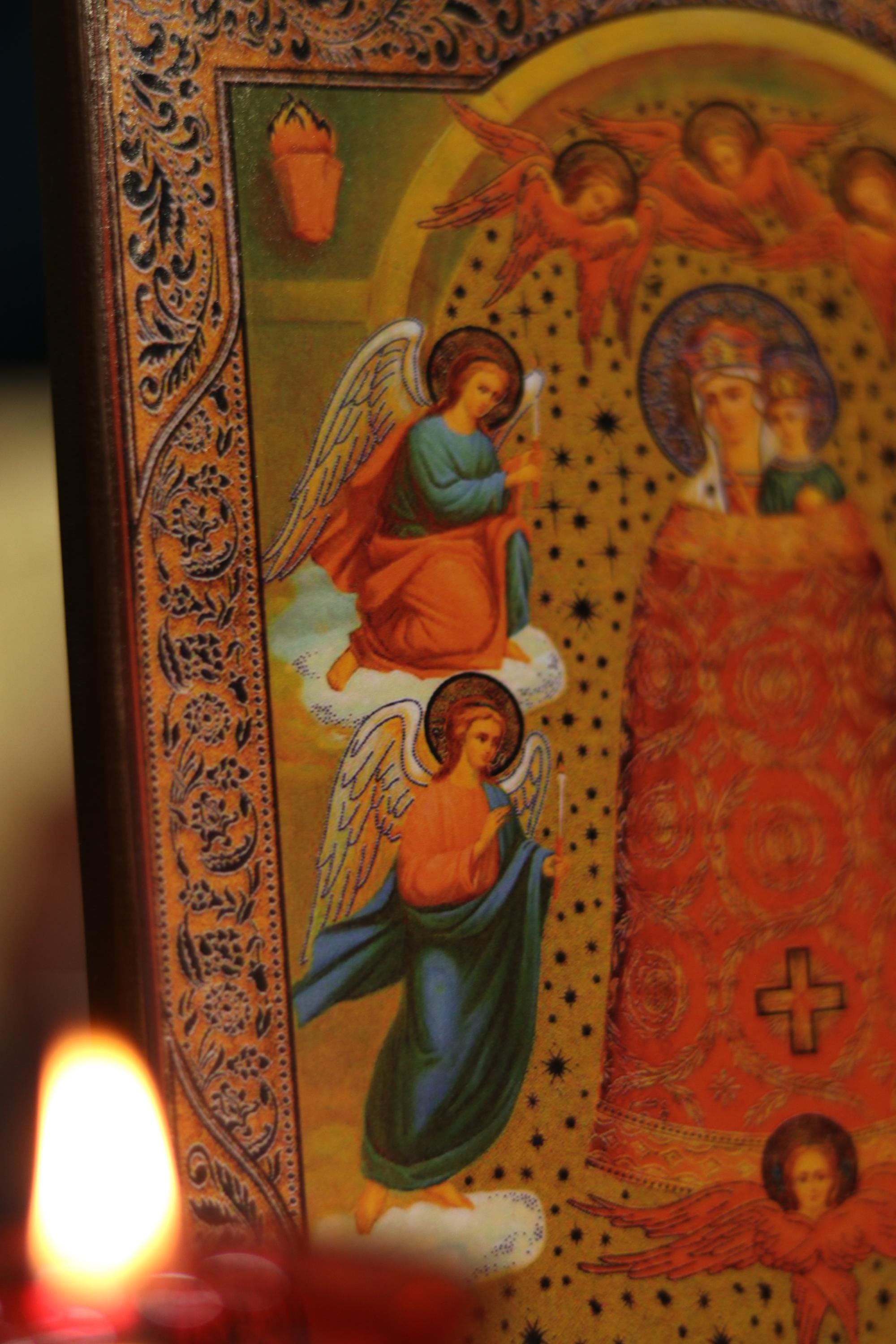 Adding of Mind Mary Icon Wooden Orthodox 6.3x4.7in