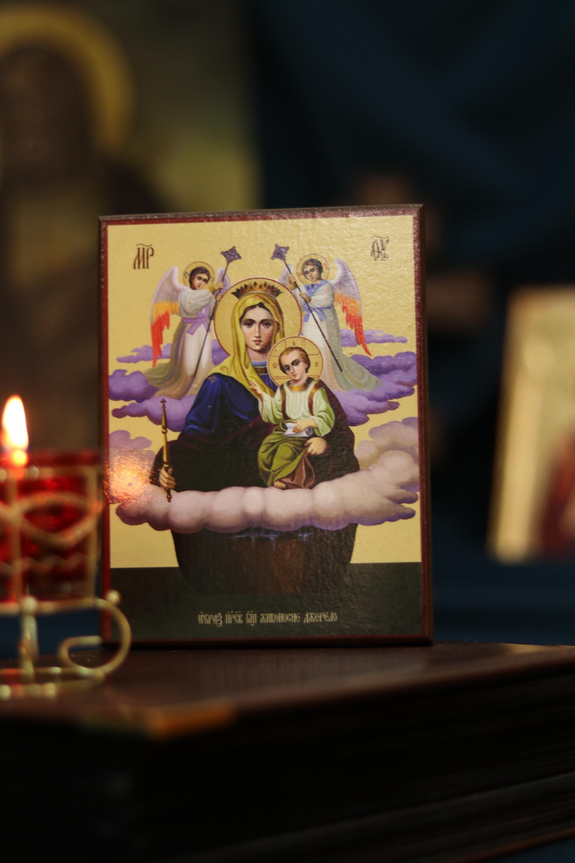 Life Giving Spring Mother of God Icon Wooden Icon Orthodox