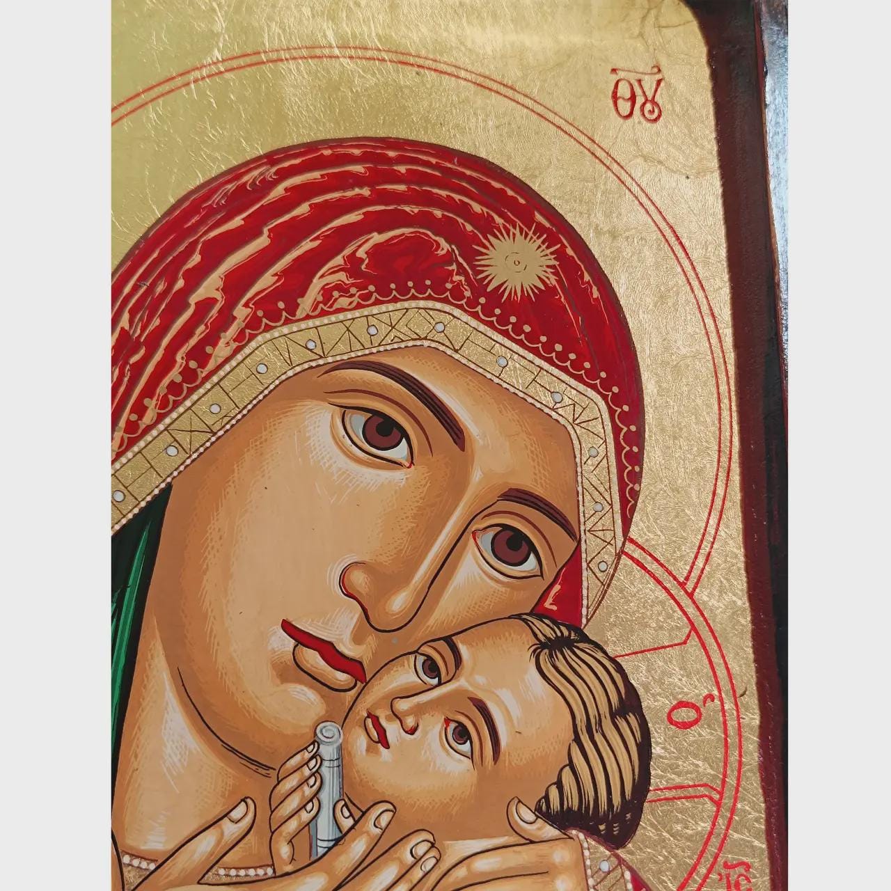 Wooden Cyprus Icon 8.9x11.2 in, Kasperovskaya Mother Of God Icon