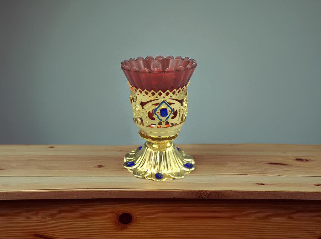 Brass Table Icon Lamp 12cm x 9cm, Orthodox Oil Lamp, Vintage Oil Candle, Retro Icon Lamp, Glass Oil Lamp, Orthodox Christian Prayer Lamp