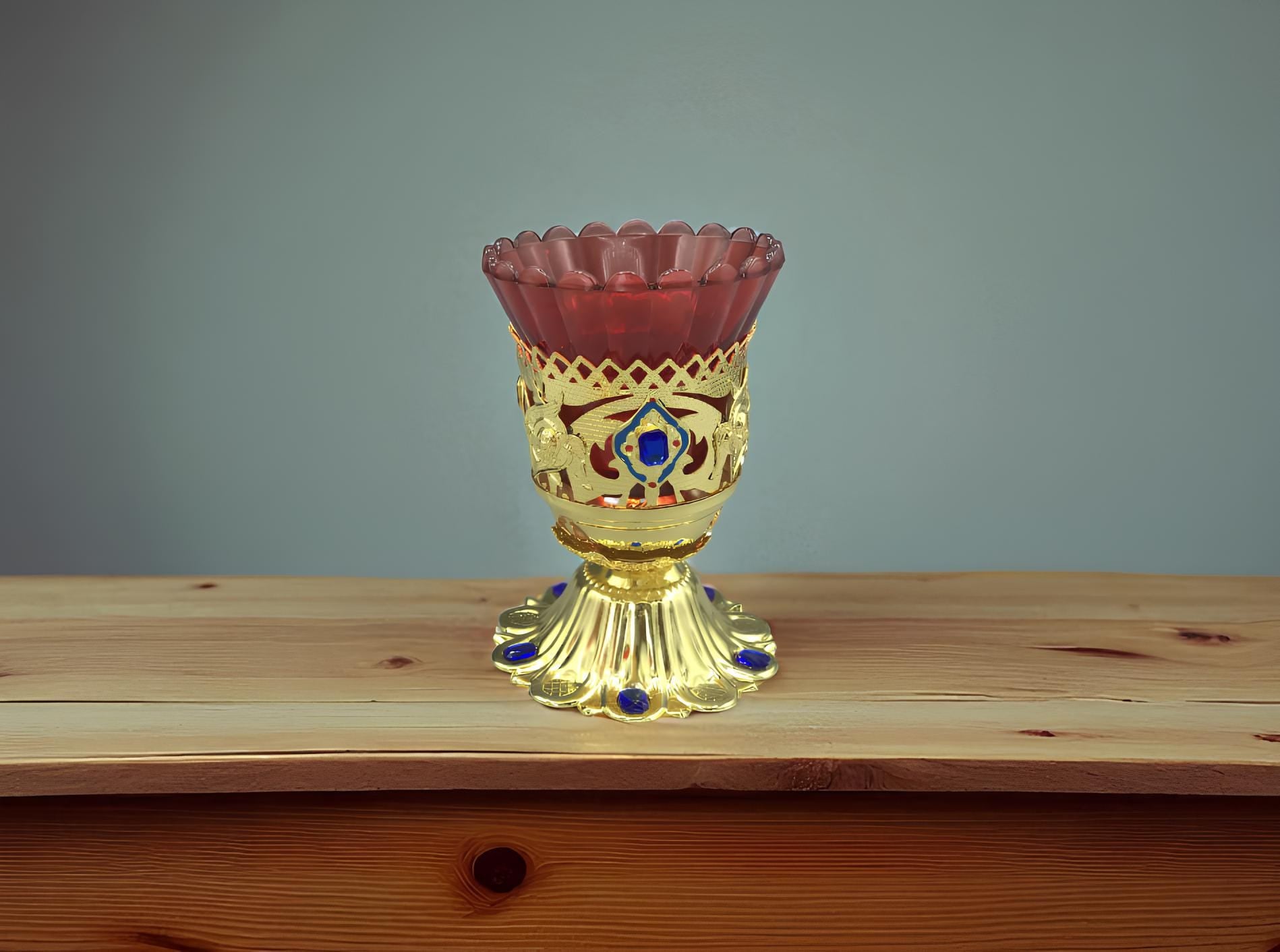 Brass Table Icon Lamp 12cm x 9cm, Orthodox Oil Lamp, Vintage Oil Candle, Retro Icon Lamp, Glass Oil Lamp, Orthodox Christian Prayer Lamp