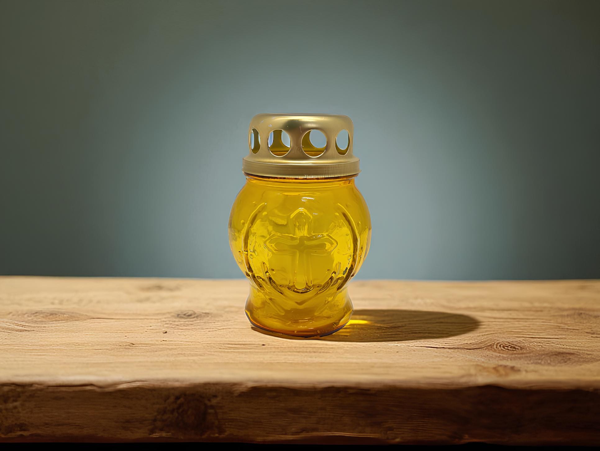 Glass Memorial Candle 3.6in/134g, Memorial Lantern, Grave Candle, Cemetery Decor, Prayer Candle, Orthodox Icon Lamp, Vintage Oil Lamp