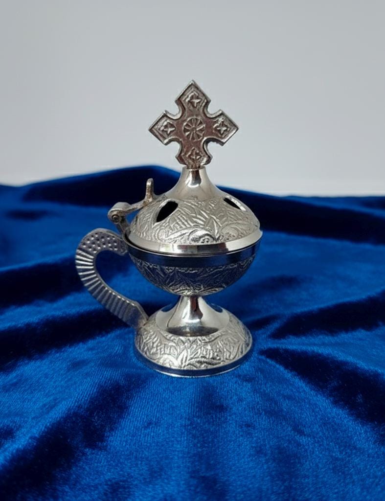 Orthodox prayer set: metal censer, 50 grams of incense, 6 charcoal tablets.