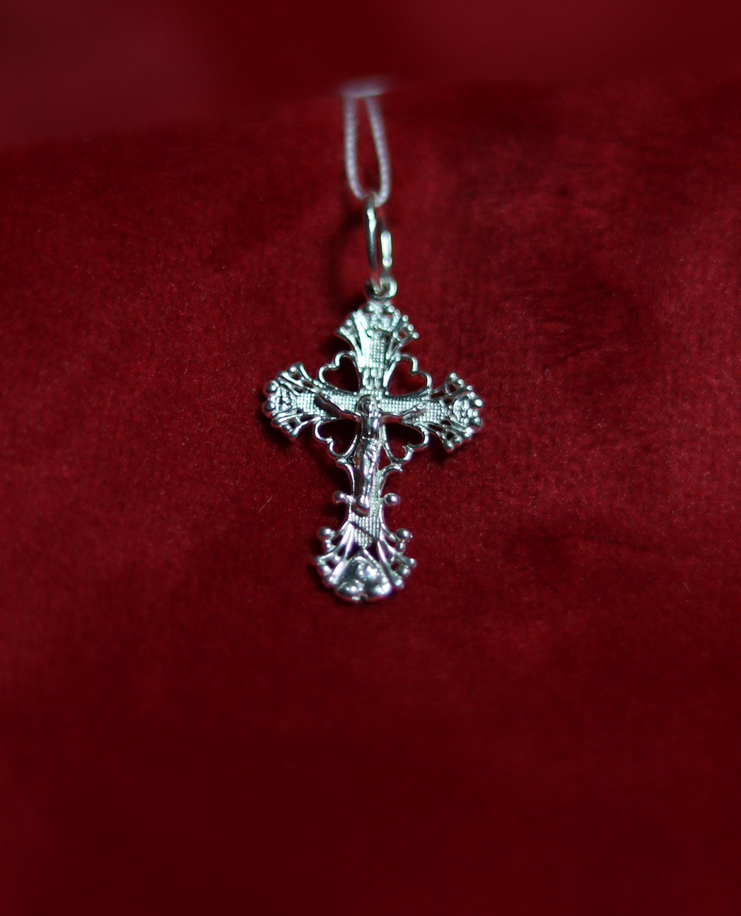 Sterling Silver Orthodox Cross Pendant 2.5 cm, 1.28g Detailed Eastern Crucifix, Christian Gift, Orthodox necklace, Orthodox pendant