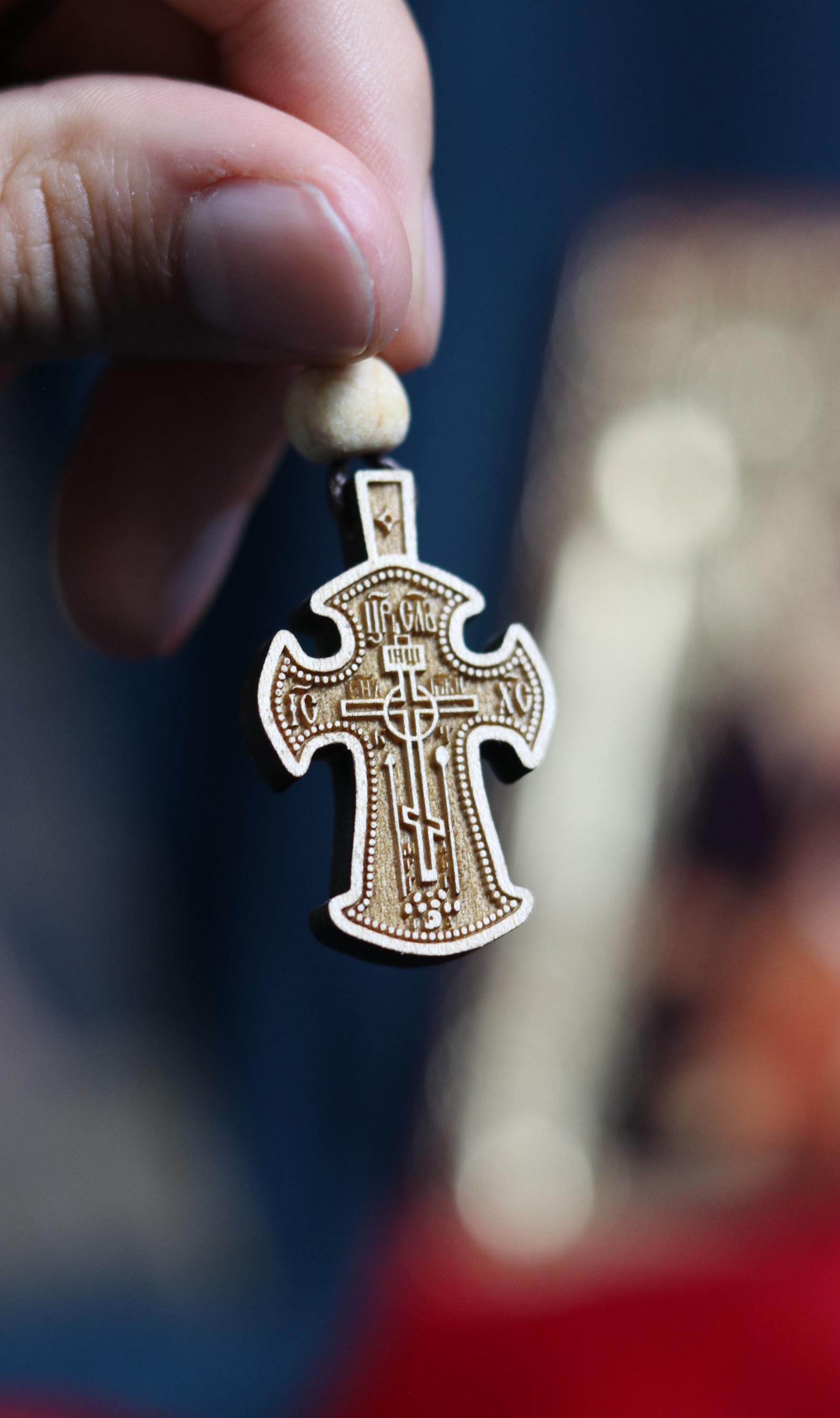 Wooden Orthodox cross, Wooden cross, Orthodox pendant, Christian cross, Jesus crucifix, Wlessed cross, Orthodox necklace, Eastern Orthodox