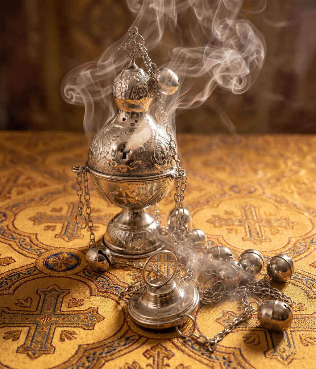 Nickel Incense Burner Thurible 7.1in Hanging Censer Church Orthodox