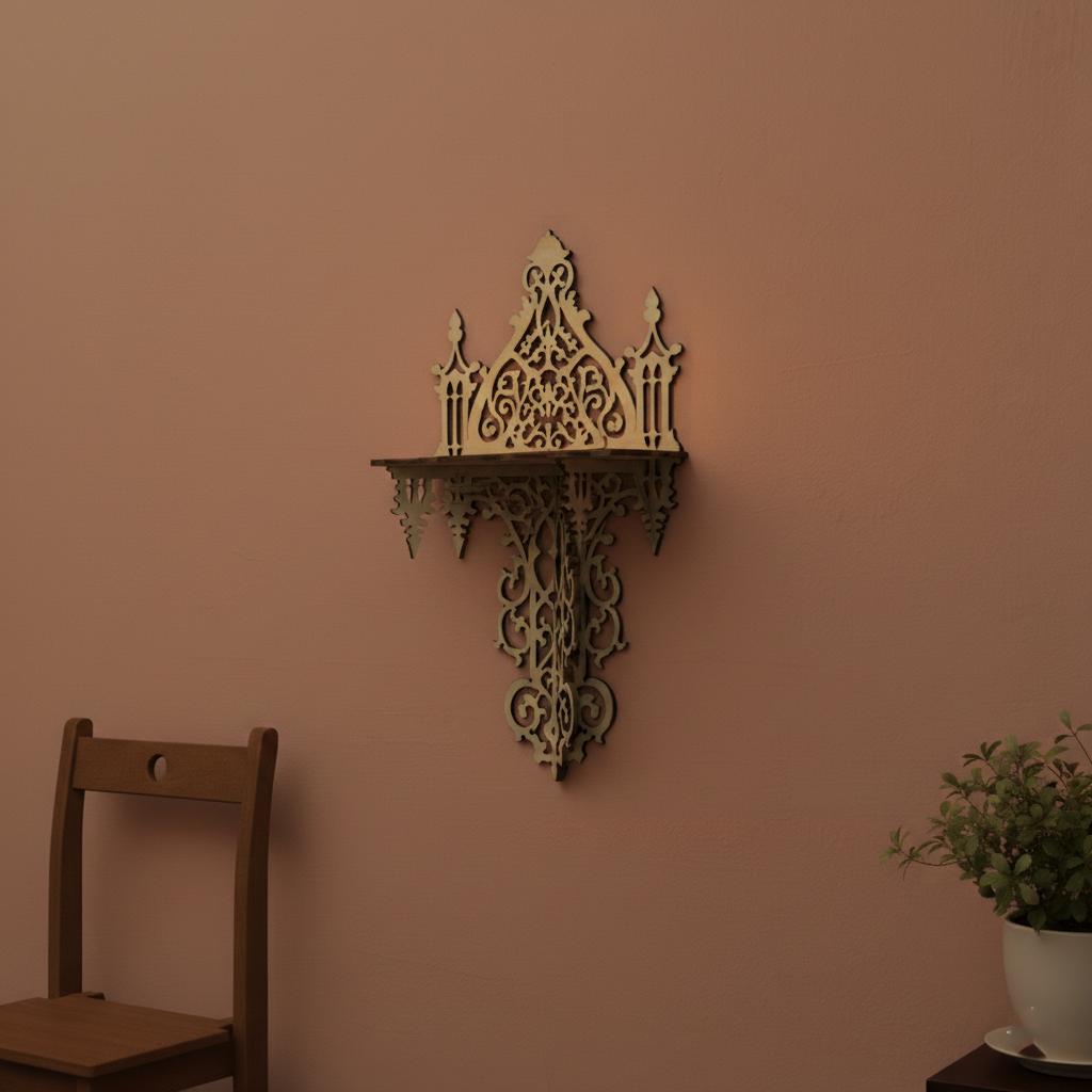 10.6x16.9 In Wooden Icon Shelf, Orthodox Iconostasis, Prayer Corner Shelf, Christian Home Decor, Church Wall Shelf