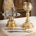 Brass Nickel Eucharist Set 250ml Chalice Diskos Set, Orthodox Communion Set, Spoon Spear Set