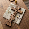 Wooden Orthodox Crucifix, 7.9-19.7in Beech Wood Wall Cross, Hand Carved Jesus