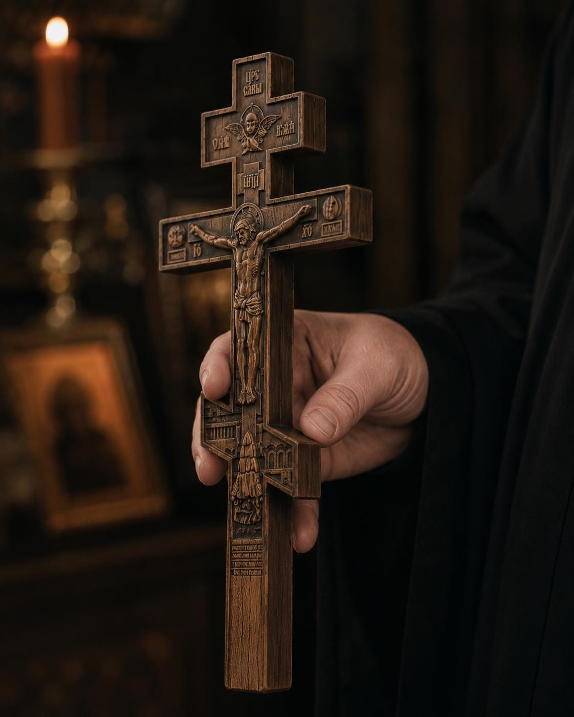 Wooden Orthodox Crucifix Wall Cross 7.9-19.7in Jesus Christ Wall Decor