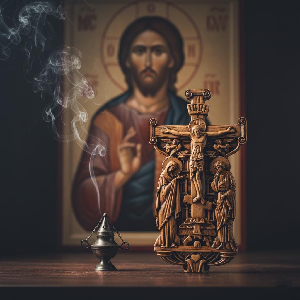 Wooden Wall Golgotha Cross 14x7.5x0.8 in, Hand Carved Beech Crucifix, Orthodox Cross, Christian Home Decor, Religious Gift, Church Icon