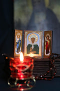 Saint Matrona Icon, Wooden Orthodox Triptych Icon 3.5in, Folding Travel Icon