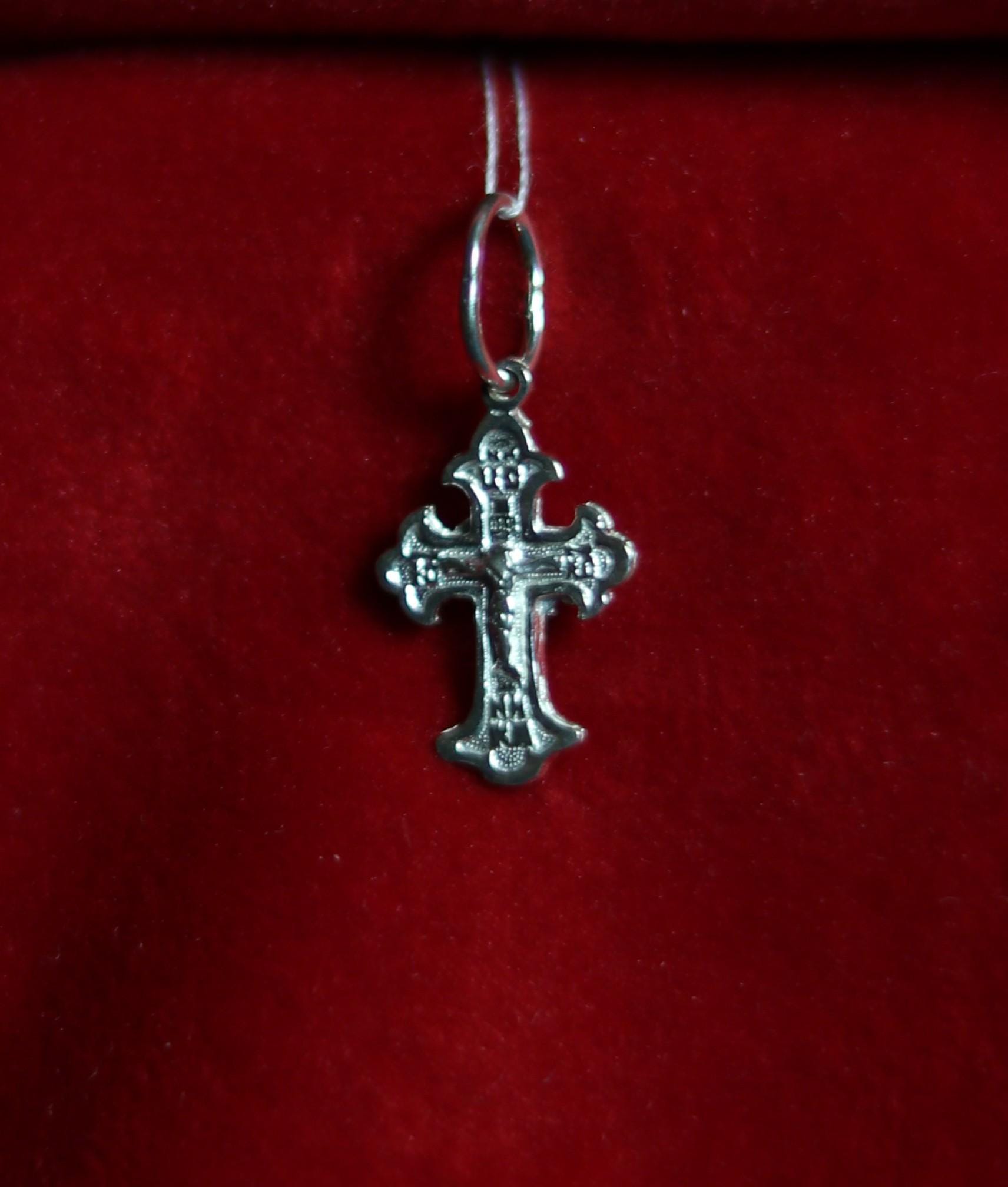 Small Orthodox Silver Cross Pendant – Sterling Silver 925 – 1.1×1.9 cm – 0.66 g – Christian Religious Necklace Charm, Greek orthodox cross