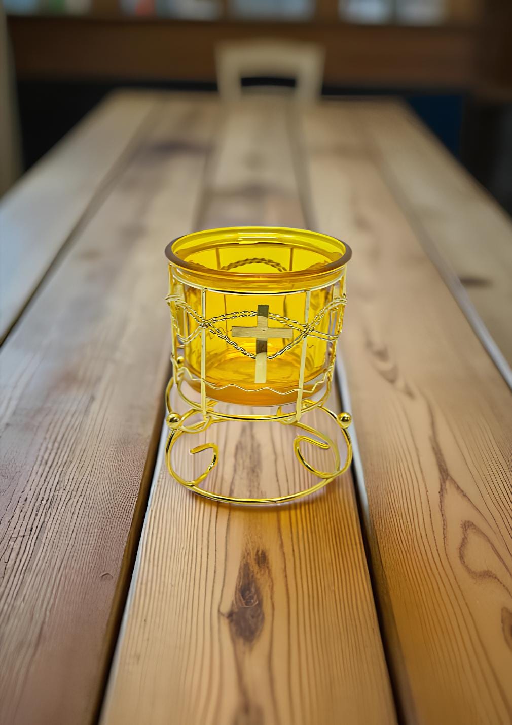 Yellow Glass Icon Lamp 80mm x 50mm, Oil Lamp, Retro Lamp, Vintage Oil Lamp, Glass Oil Lamp, Orthodox Christian Prayer Lamp, Eastern Orthodox
