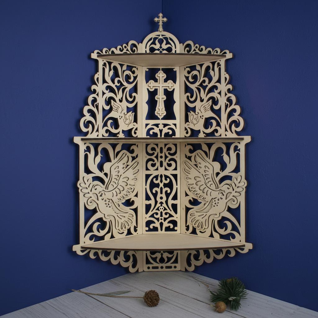 Plywood Icon Shelf, Wooden Icon Shelf, Orthodox Icon Shelf, Prayer Corner Shelf