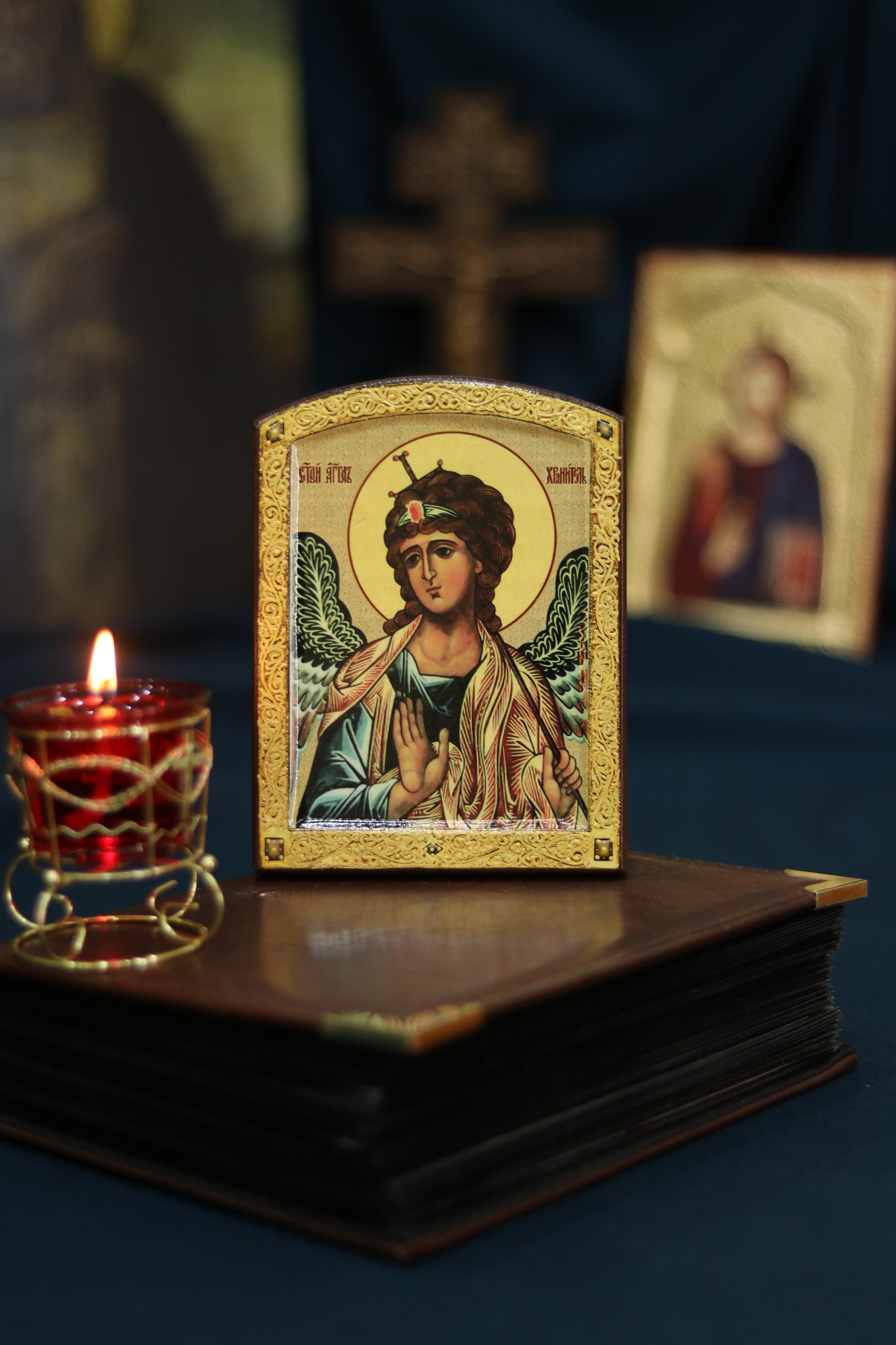 Guardian Angel Icon 6.3in, Orthodox Wooden Icon, Christian Gift Decor
