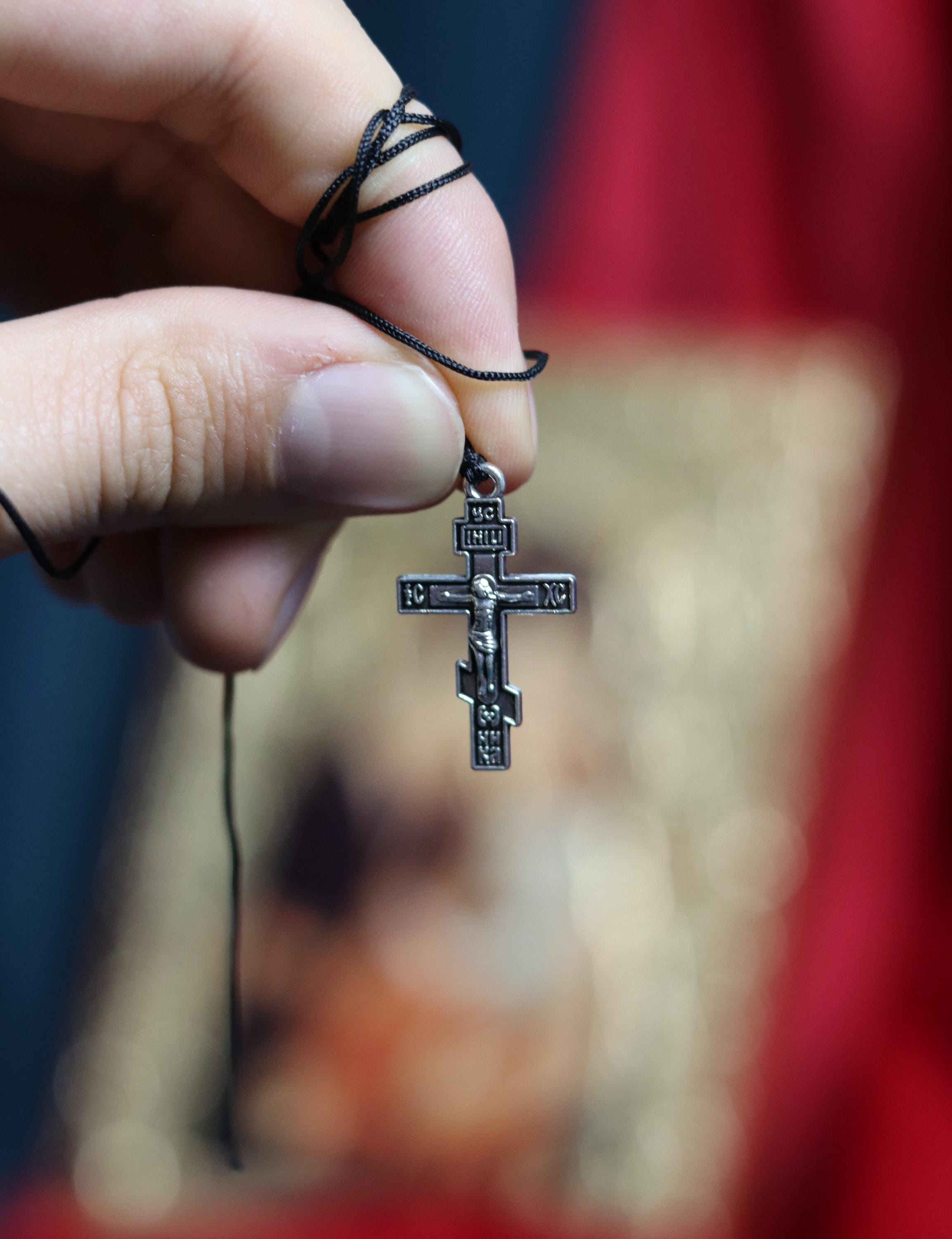 Orthodox Cross Necklace, Large Jesus cross pendant with Jesus Christ, Christian Cross Pendant, Crucifix necklace, Orthodox pendant