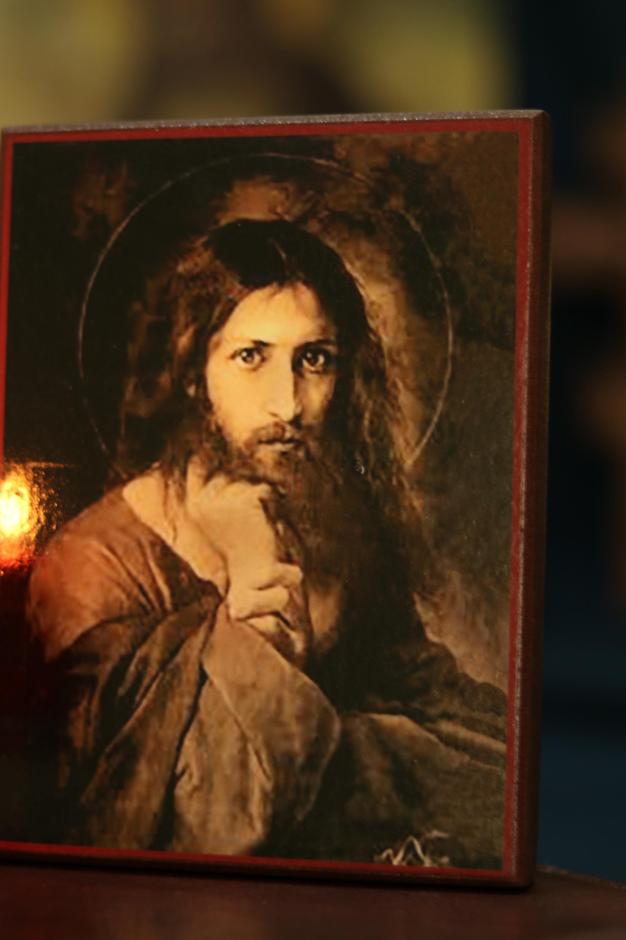 Wooden Icon Orthodox Icon Jesus Christ Savior, Traditional Christian Prayer