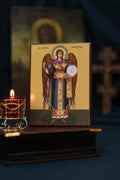 Guardian Angel with Sphere Icon Wooden Orthodox 6.3x4.7in