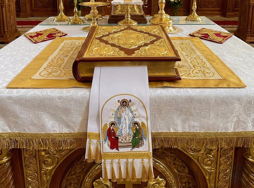 54.7x5.5 Inch Embroidered Gospel Bookmark, Orthodox Church Bookmark, Altar Bookmark, Christian Gift, Liturgical Textile