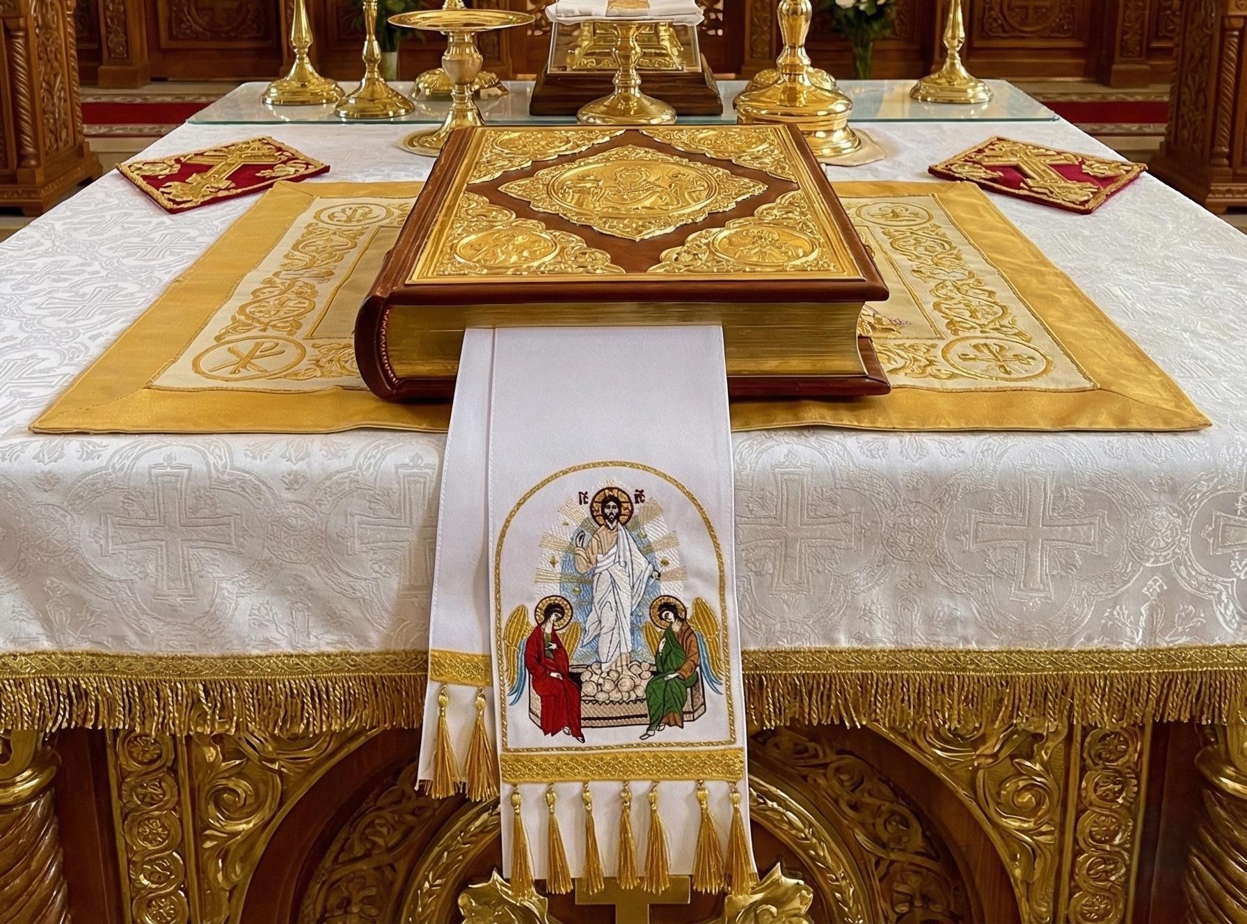 54.7x5.5 Inch Embroidered Gospel Bookmark, Orthodox Church Bookmark, Altar Bookmark, Christian Gift, Liturgical Textile