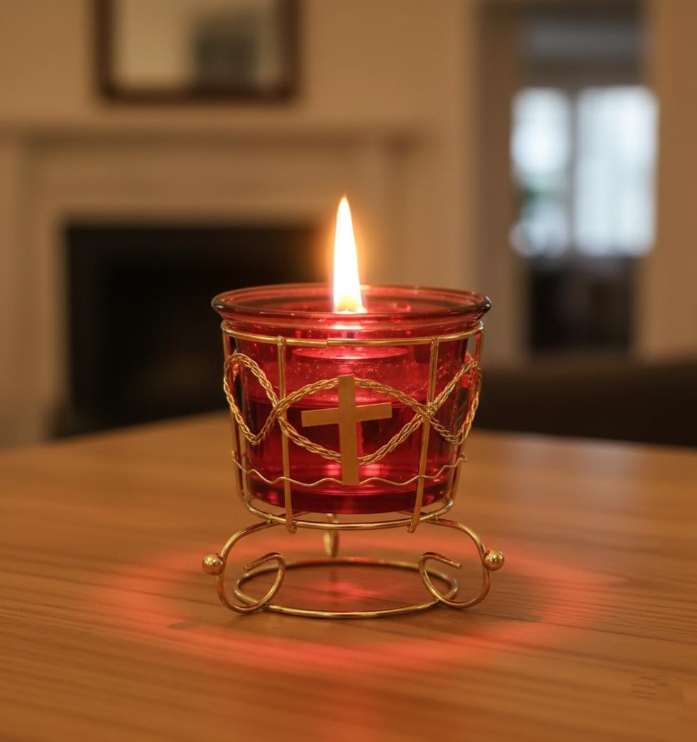 Glass Oil Lamp With Floating Floater, Icon Lamp, Home Censer, Prayer Light, Orthodox Decor