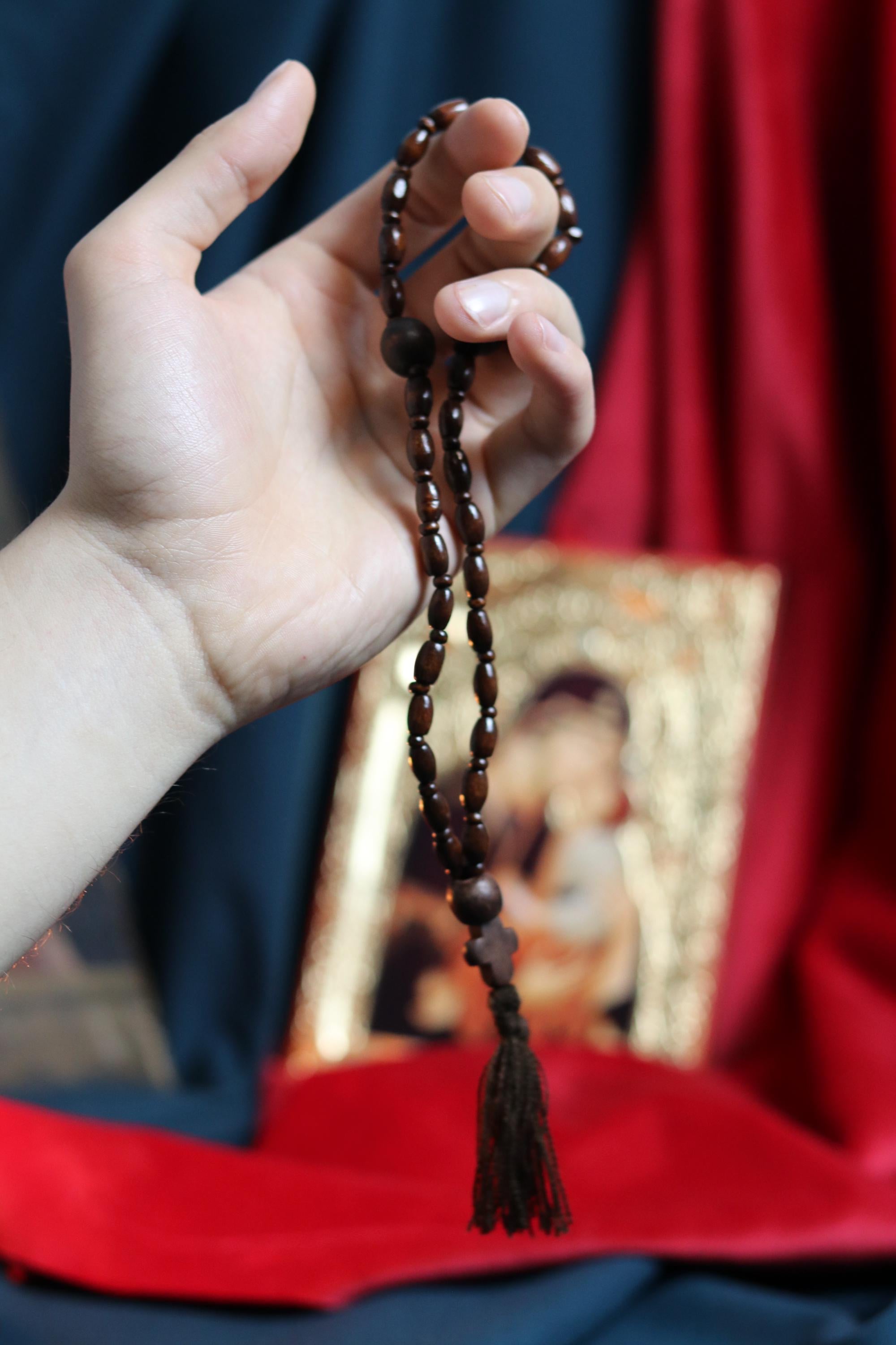 Orthodox Wooden Prayer Beads with Tassel – Handmade Black Wood Orthodox rosaries, Prayer beads, Orthodox prayer rope, Wooden komboskini