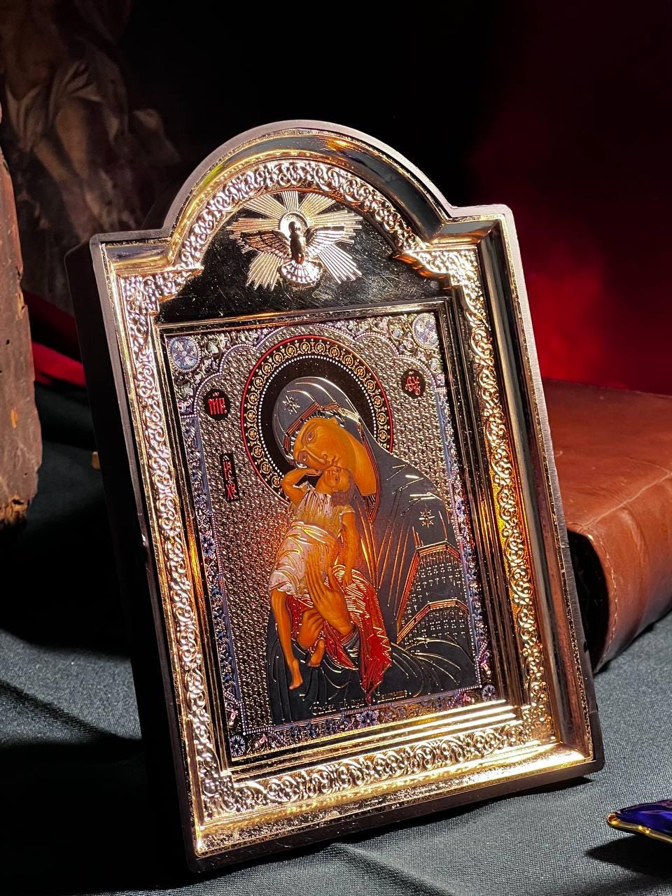 Icon of the Virgin Mary, God's mother, "Playing with the Child" icon, Orthodox icon, Orthodox christian, Christianity art, Icon 14x19 cm