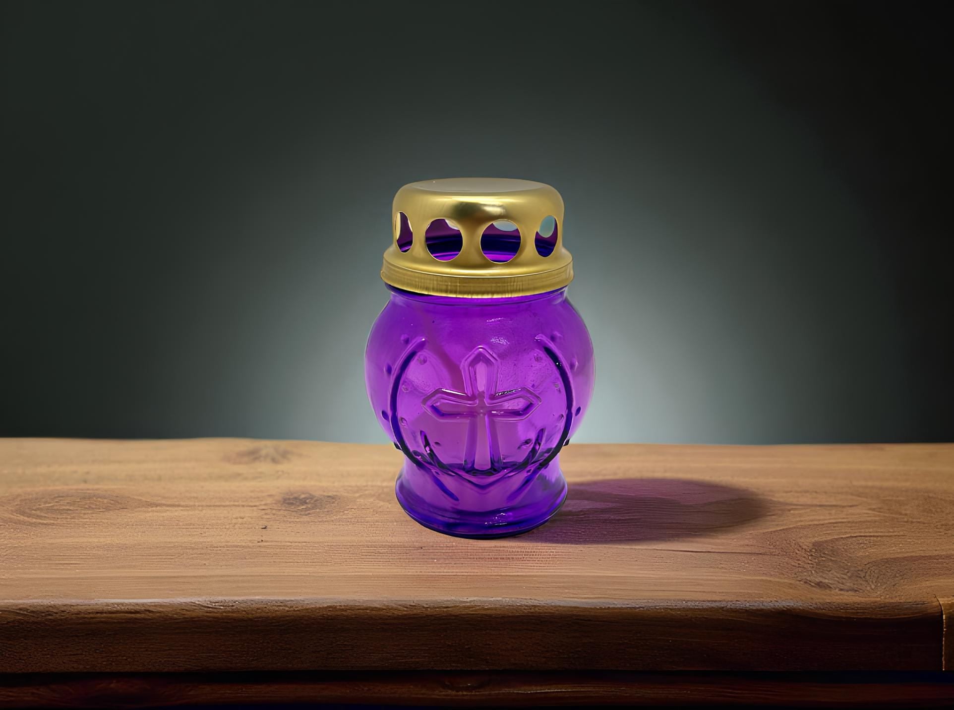 Glass Memorial Candle 3.6in/134g, Memorial Lantern, Grave Candle, Cemetery Decor, Prayer Candle, Orthodox Icon Lamp, Vintage Oil Lamp