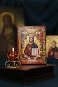 Jesus Christ Pantocrator Wooden Icon Orthodox Religious Art