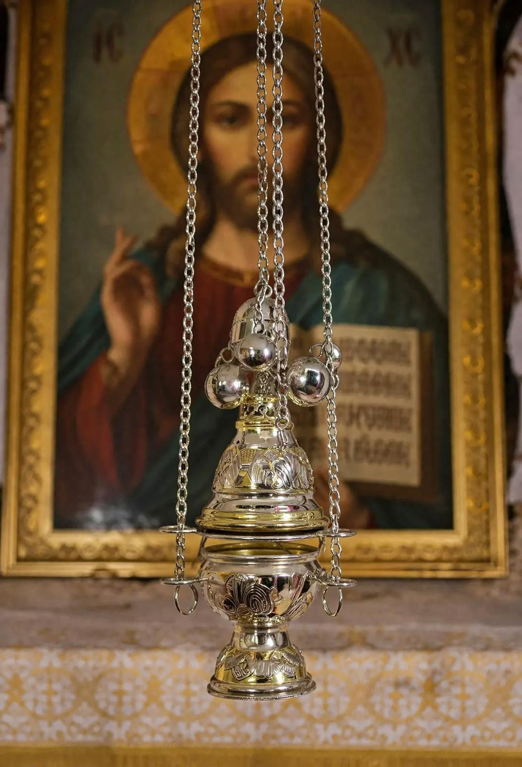 Orthodox Censer Incense Burner 7.3in Priest Thurible Church Decor