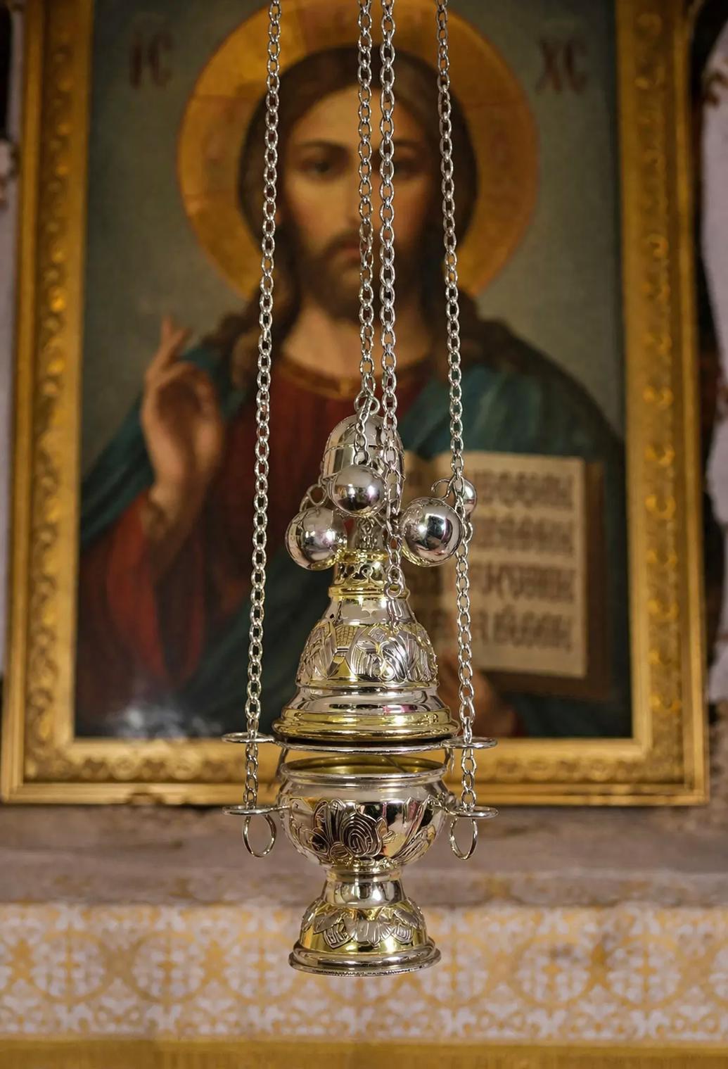 Orthodox Censer Incense Burner 7.3in Priest Thurible Church Decor