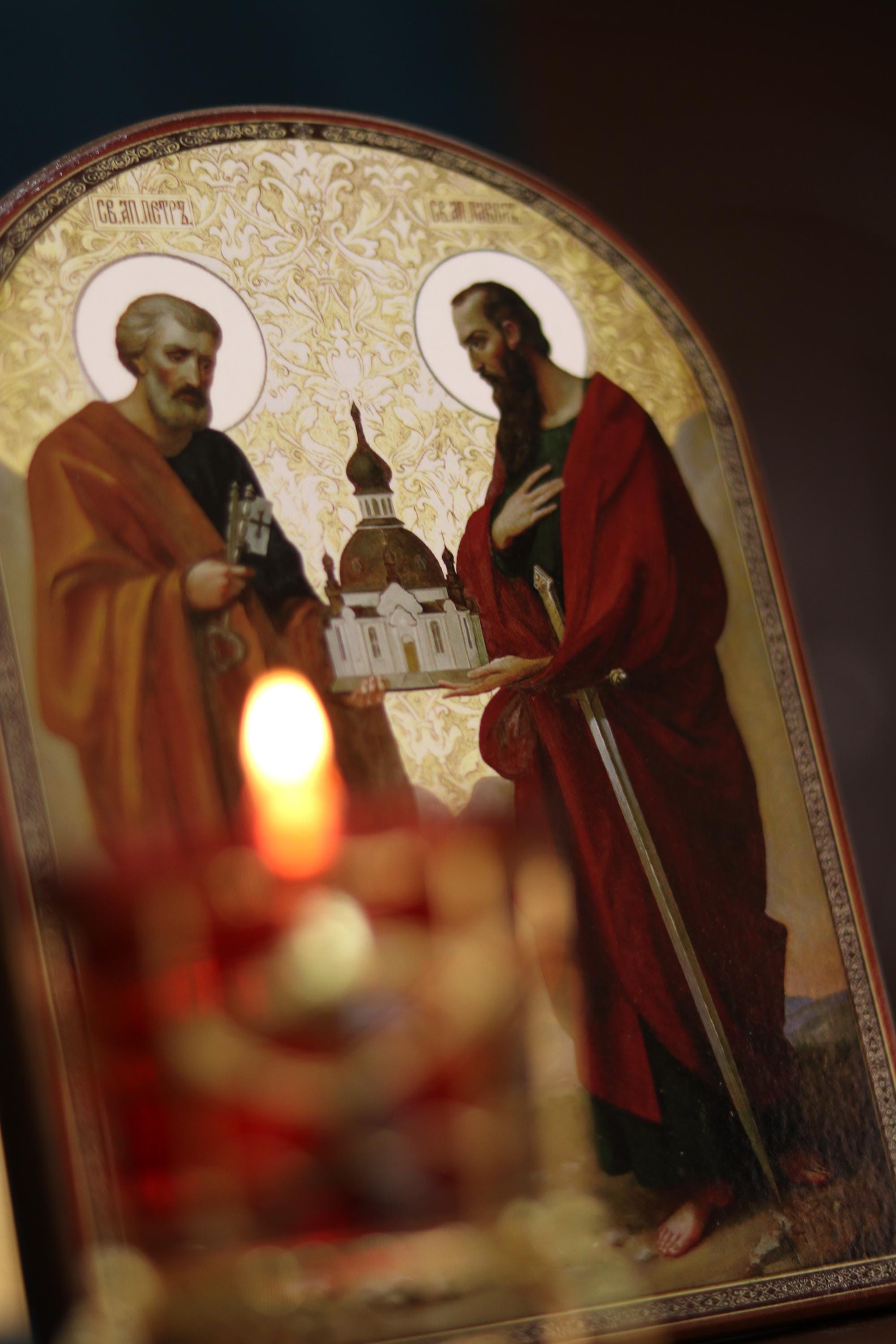 Sts. Peter and Paul Wooden Icon Orthodox Religious Plaque 6.3x4.3in