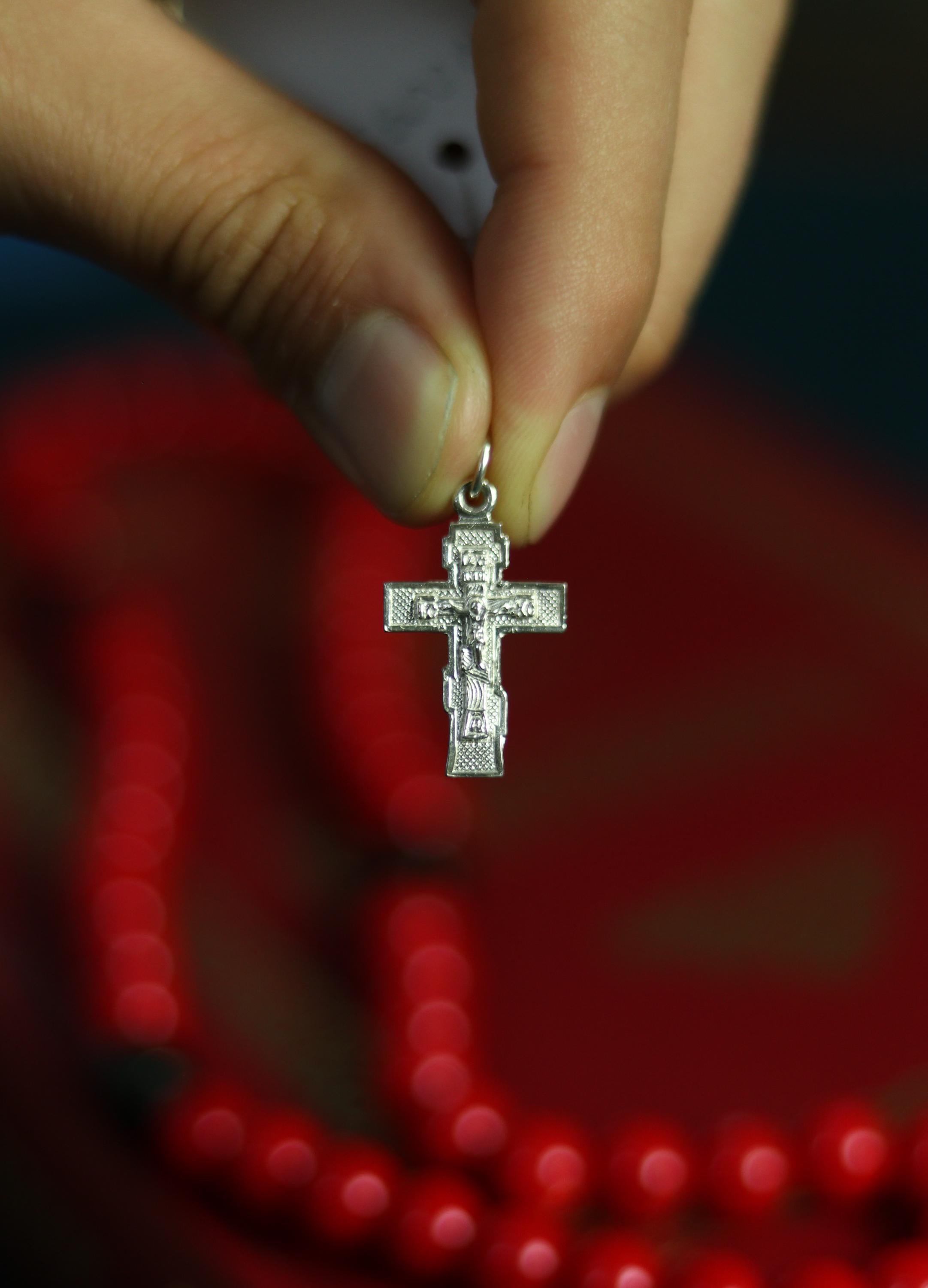 Silver cross 0.78x0.55 in, 1.49 g, Orthodox cross, Christian cross, Crucifix pendant, Religious gift, Jesus Christ cross