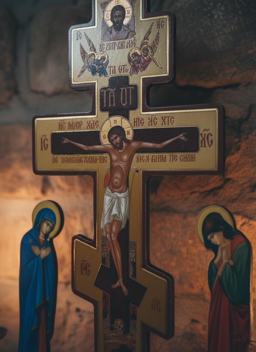 Mini Table Golgotha 8.27 in, Wooden Orthodox Crucifix, Golgotha Cross, Christian Altar Cross, Prayer Corner Decor, Religious Gift