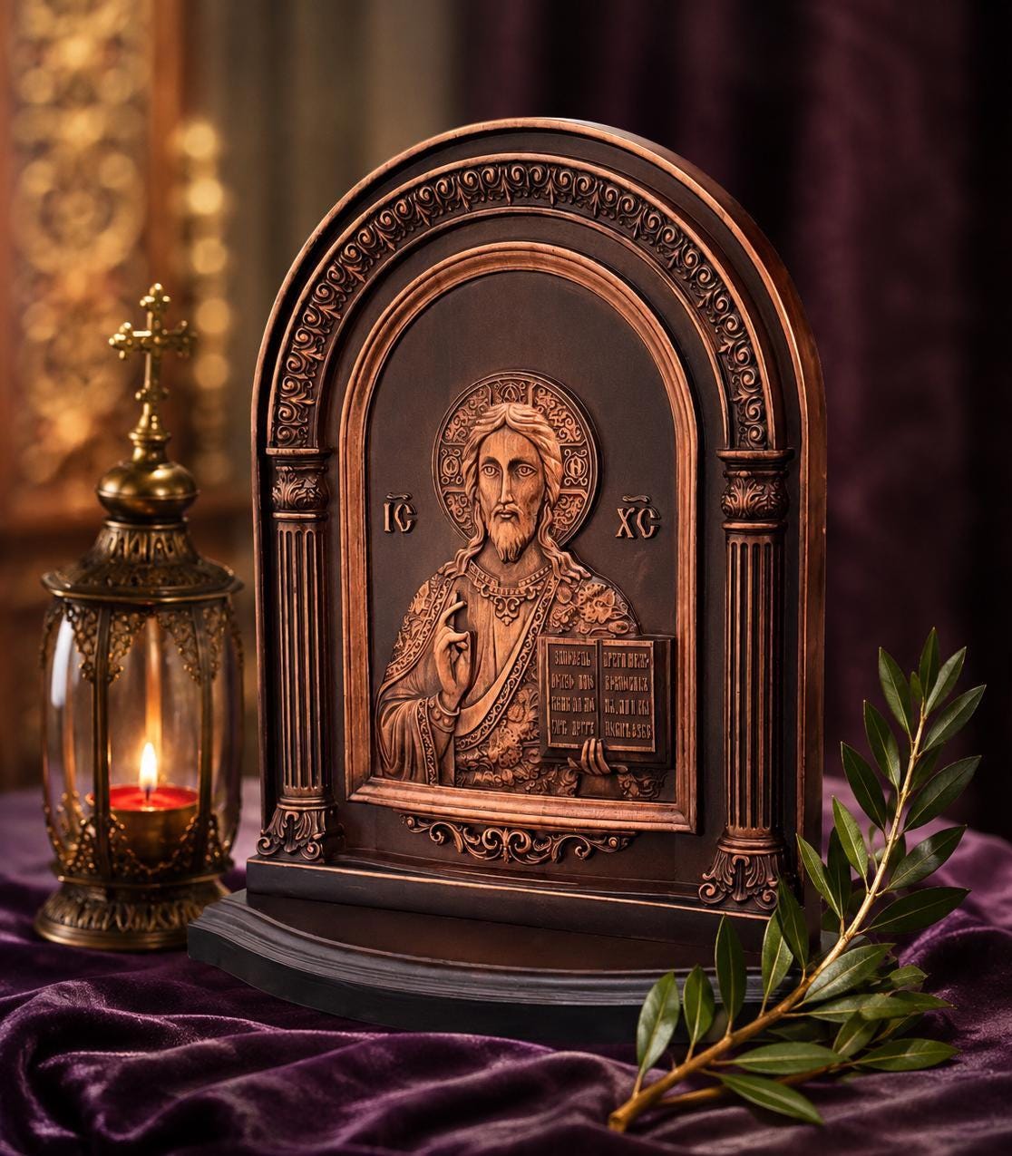 Jesus Savior Arch Icon Wooden Orthodox Icon 11.8x9.8in