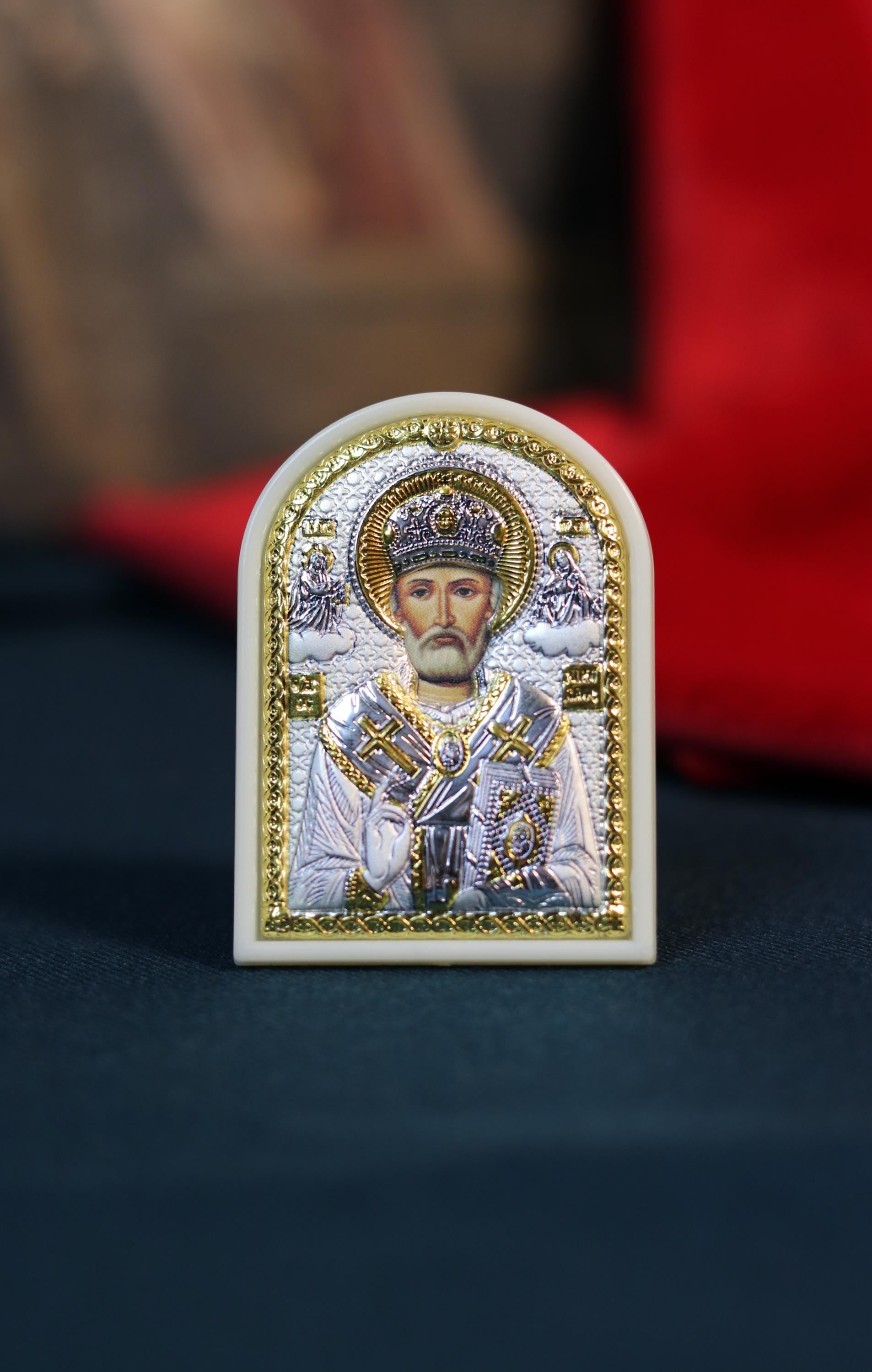 Orthodox icon of Nicholas the Wonderworker, silver icon, Orthodox silver icon, Orthodox icon, Religious icon, Christian icon, Greek icon